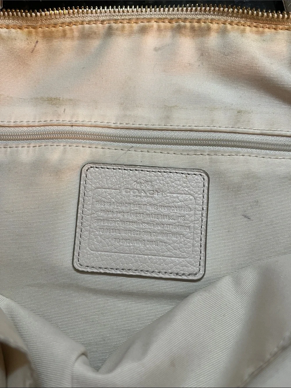 Coach White Pebbled Leather Tote with Removable Strap